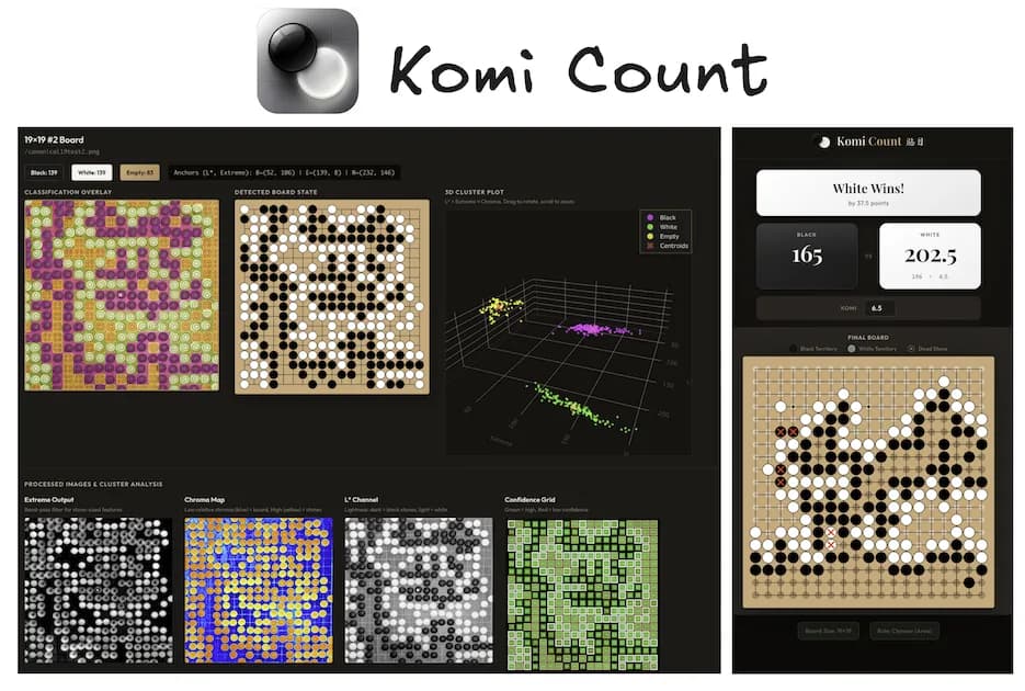Komi Count scoring a Go board from an image