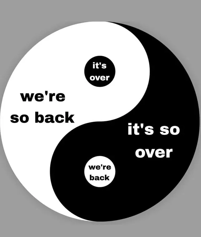 The it's so over / we're so back yin-yang meme. “完了/又行了”阴阳梗图。
